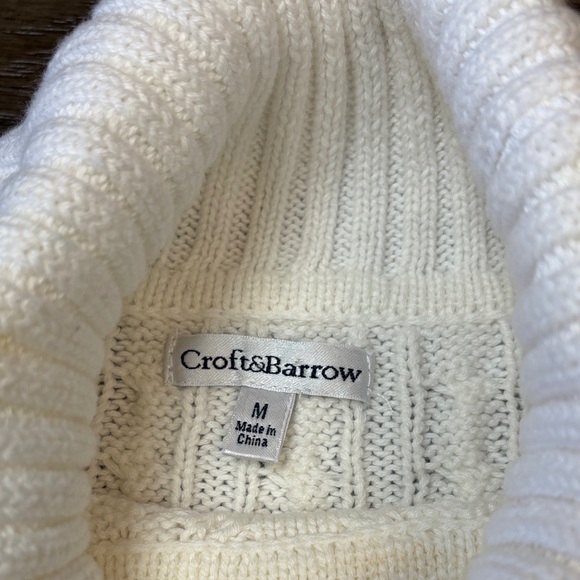 Croft&Barrow Cable Knit Turtleneck Sweater - White Medium - Picture 2 of 6